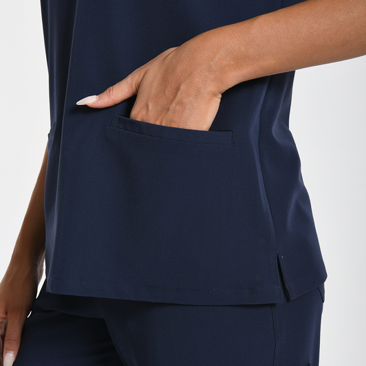 FITIX Essential V-Neck 3-Pocket Scrub Top – Navy