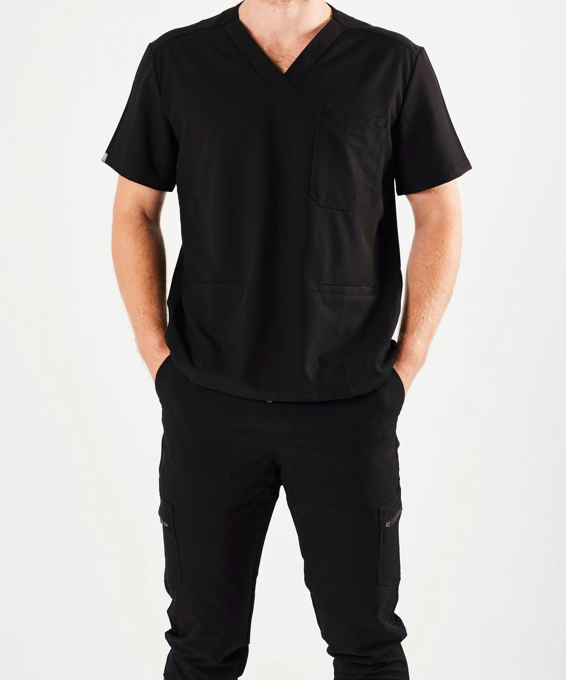 FITIX MEN'S SCRUB TOP - BLACK