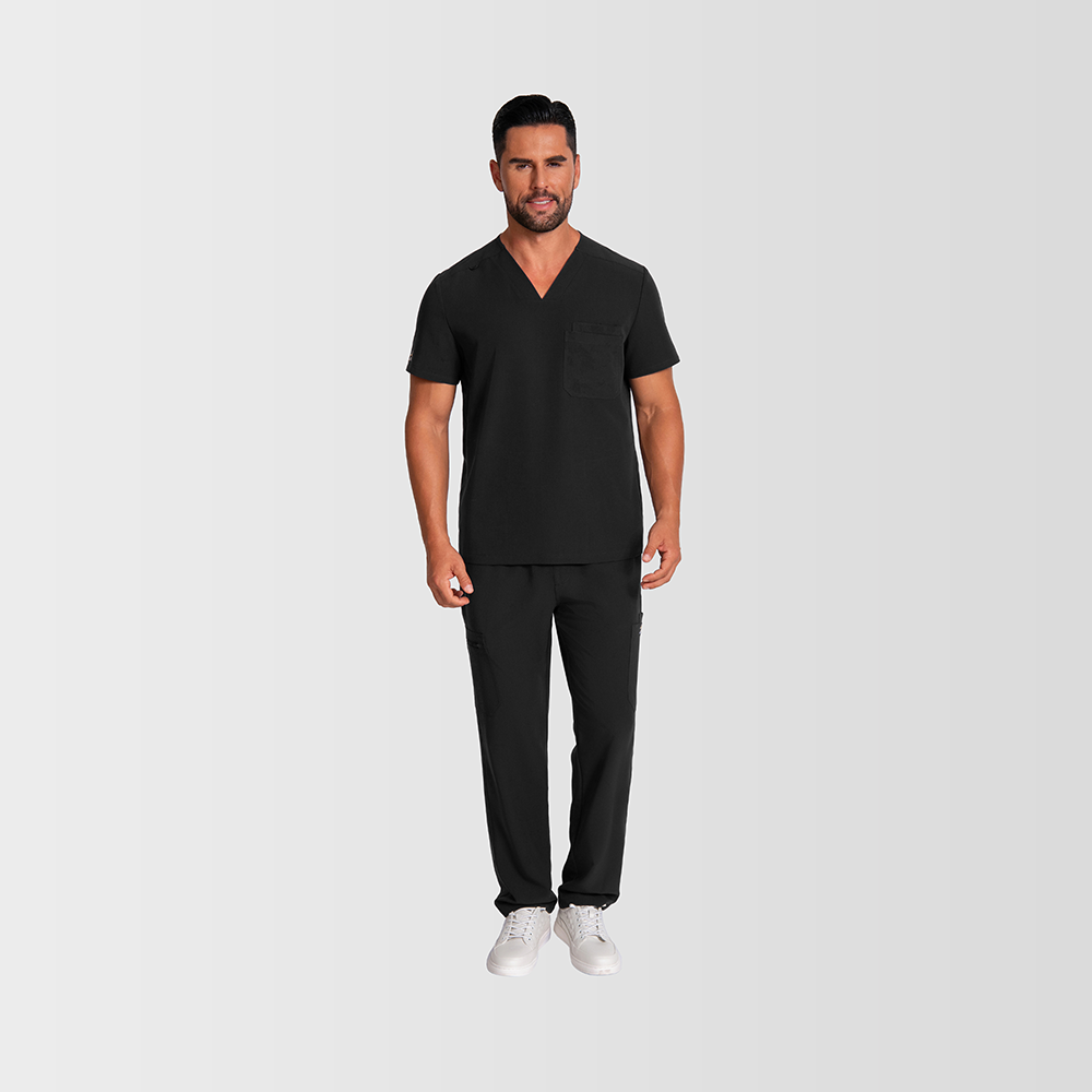 FITIX MEN'S SCRUB TOP - BLACK