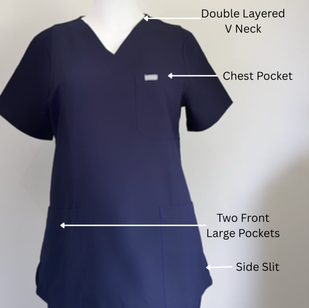 FITIX Essential V-Neck 3-Pocket Scrub Top – Navy