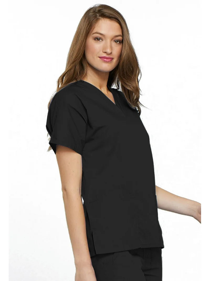 FITIX Essential V-Neck 3-Pocket Scrub Top – Black