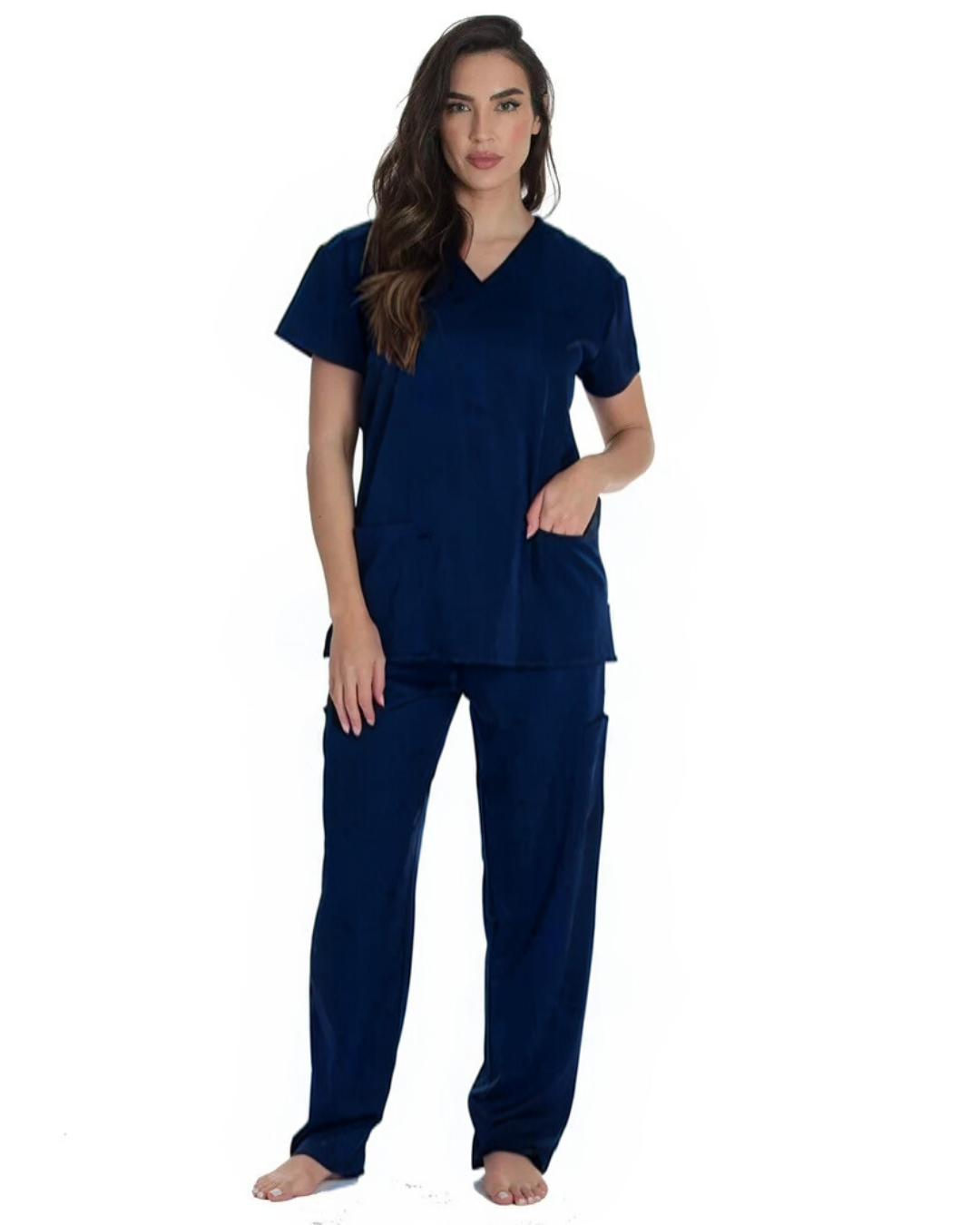FITIX Essential V-Neck 3-Pocket Scrub Set – Navy