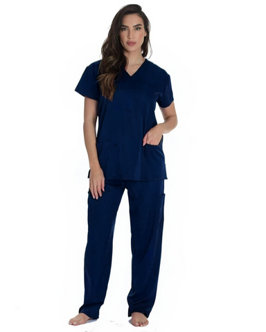 FITIX Essential V-Neck 3-Pocket Scrub Set – Navy
