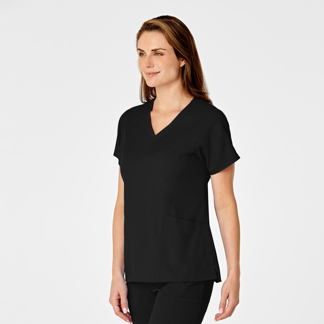 FITIX Essential V-Neck 3-Pocket Scrub Top – Black