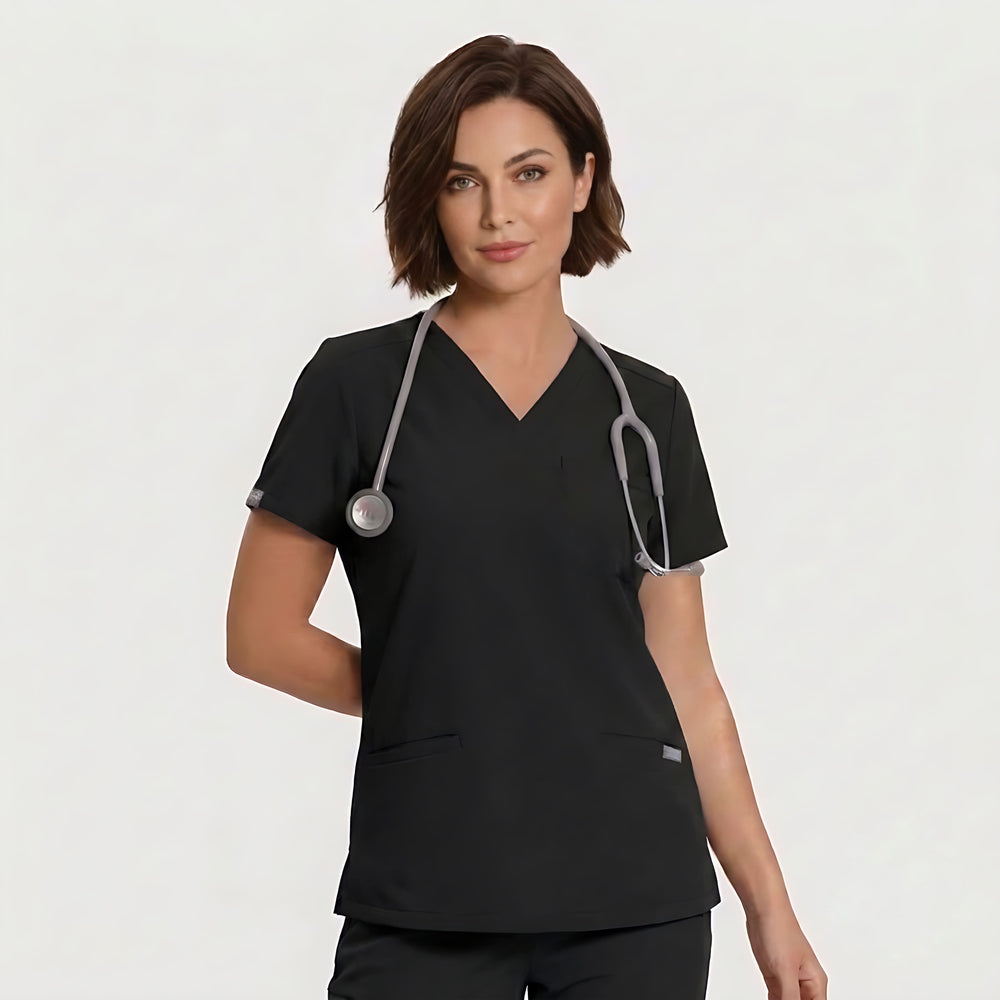 Women Essential Black Scrub Tops