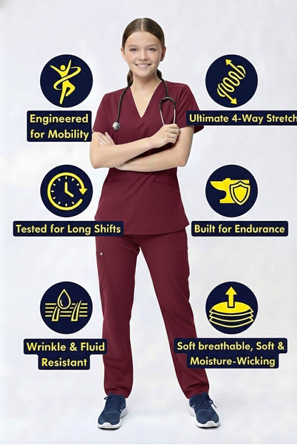 Super-soft Dark Maroon Scrub Set