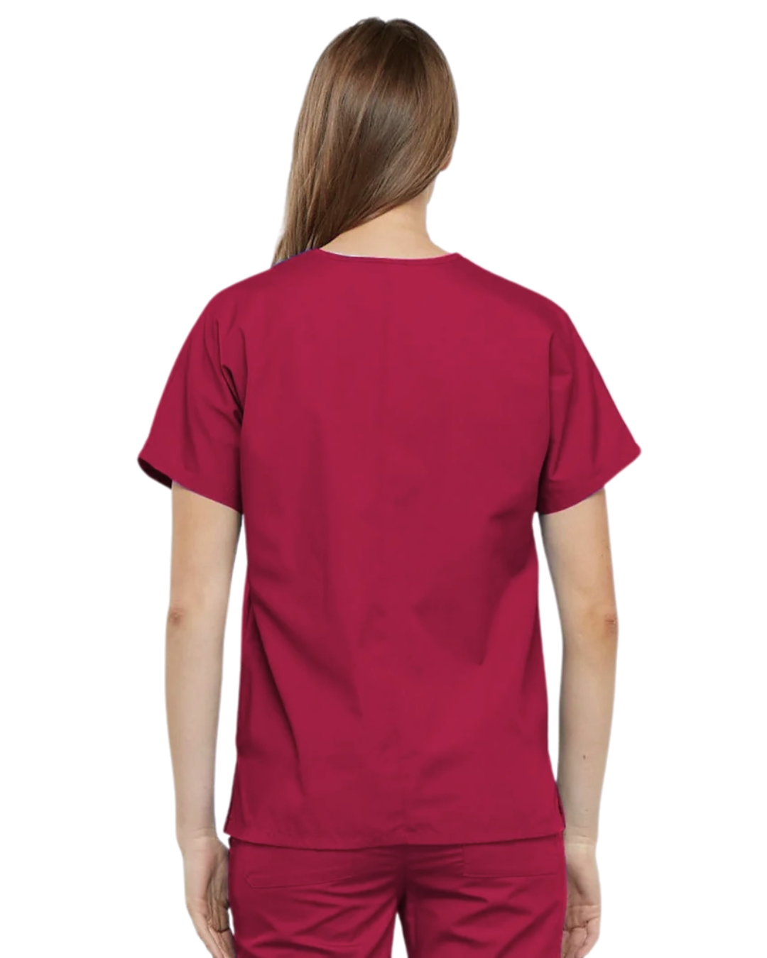 Fitix maroon red scrubs v neck designs, short sleeve.