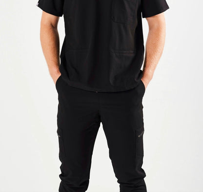 Comfortable men's cargo scrub straight pants with zipper pocket