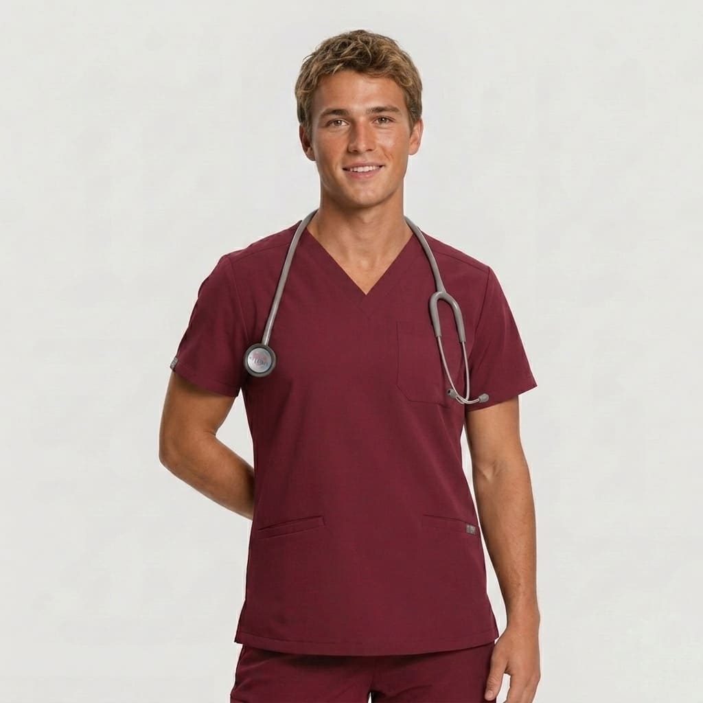 Men's Essential Maroon Scrub tops