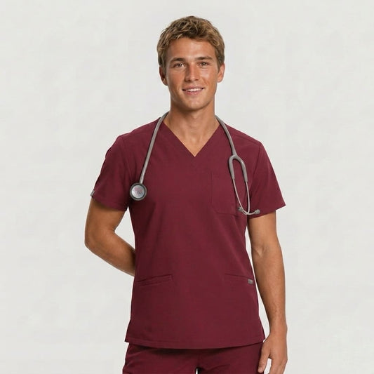 Men's Essential Maroon Scrub tops