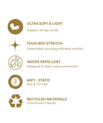 Features of fitix scrubs are four way stretch, water resistant, anti static, ultra soft, machine washable.