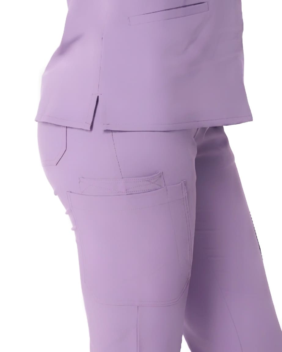 Close-up of lavender pants on a white background