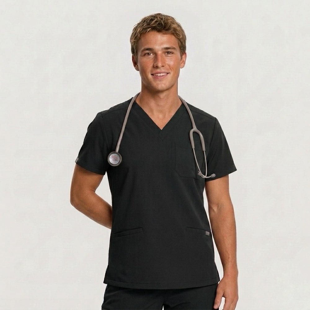Men's Essential Black Scrub top