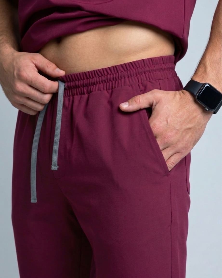 Essential Men's Maroon Scrub Pants